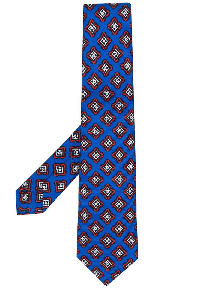 Kiton Diamond Pattern Tie - Black