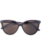 Bottega Veneta Eyewear - Round Frame Sunglasses - Women - Leather/acetate - 55, Brown, Leather/acetate