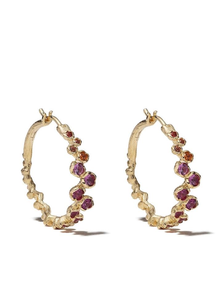 Annoushka 18kt Yellow Gold Hidden Reef Sapphire Hoop Earrings - 18ct