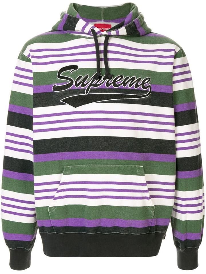 Supreme Stripe Hooded Sweatshirt - Green