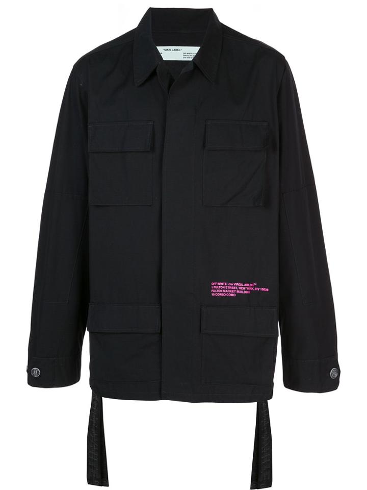 Off-white Logo Print Multi-pocket Jacket - Black