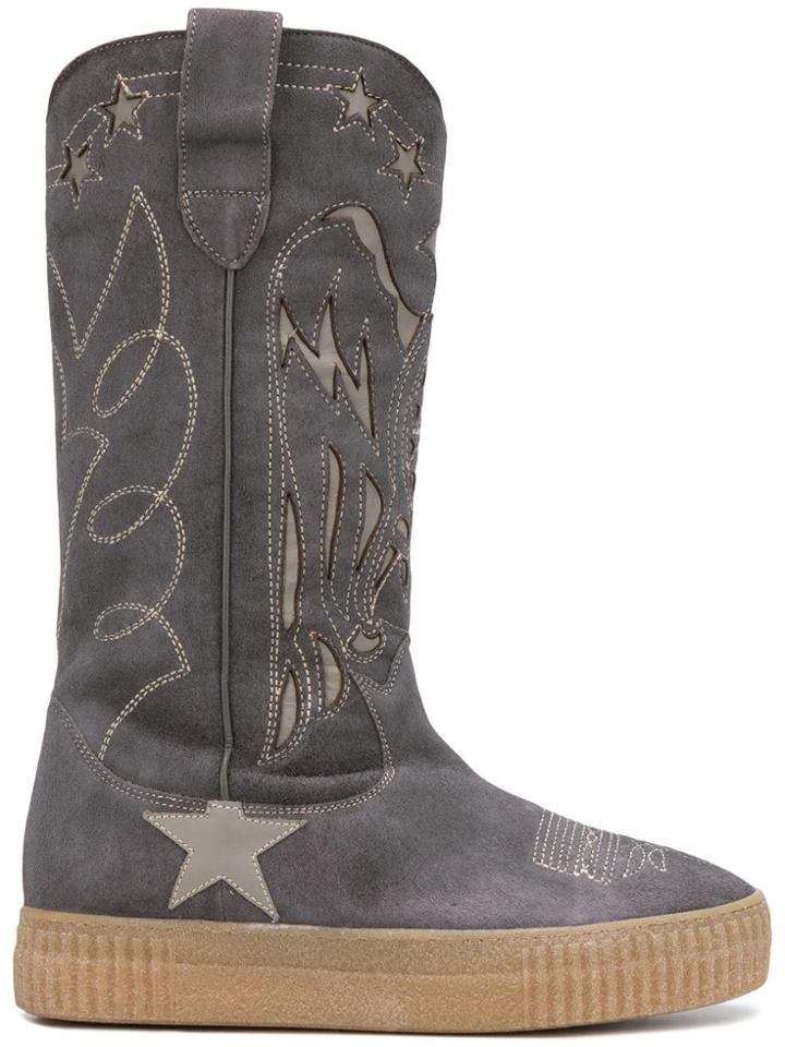 Golden Goose Deluxe Brand Embroidered Mid-calf Boots - Grey