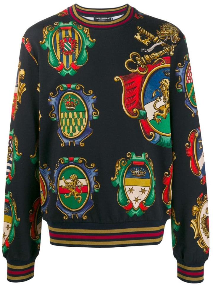 Dolce & Gabbana Emblem Print Crew Neck Sweater - Black