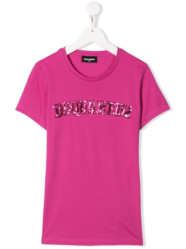 Dsquared2 Kids Teen Logo Embroidered T-shirt - Pink