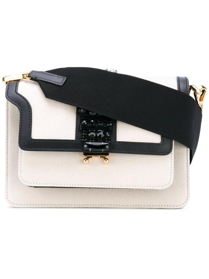 Marni - Trunk Monochrome Shoulder Bag - Women - Cotton/leather/glass - One Size, Nude/neutrals, Cotton/leather/glass