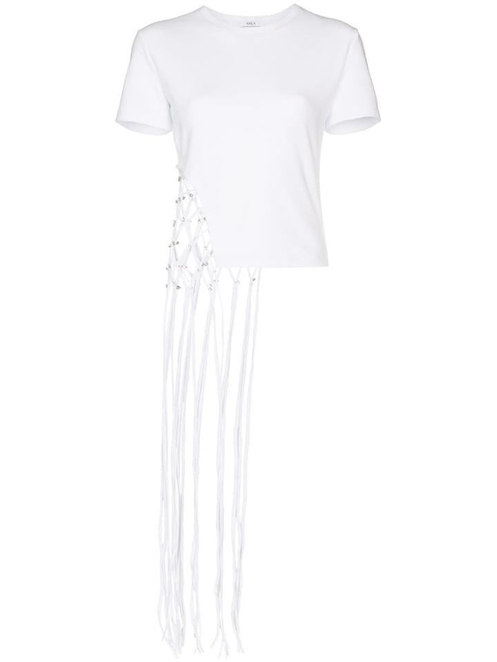 Area Cropped Net T-shirt - White