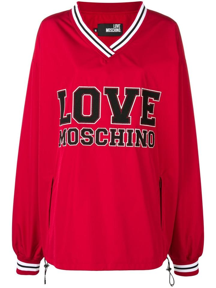 Love Moschino Oversized V-neck Jersey - Red