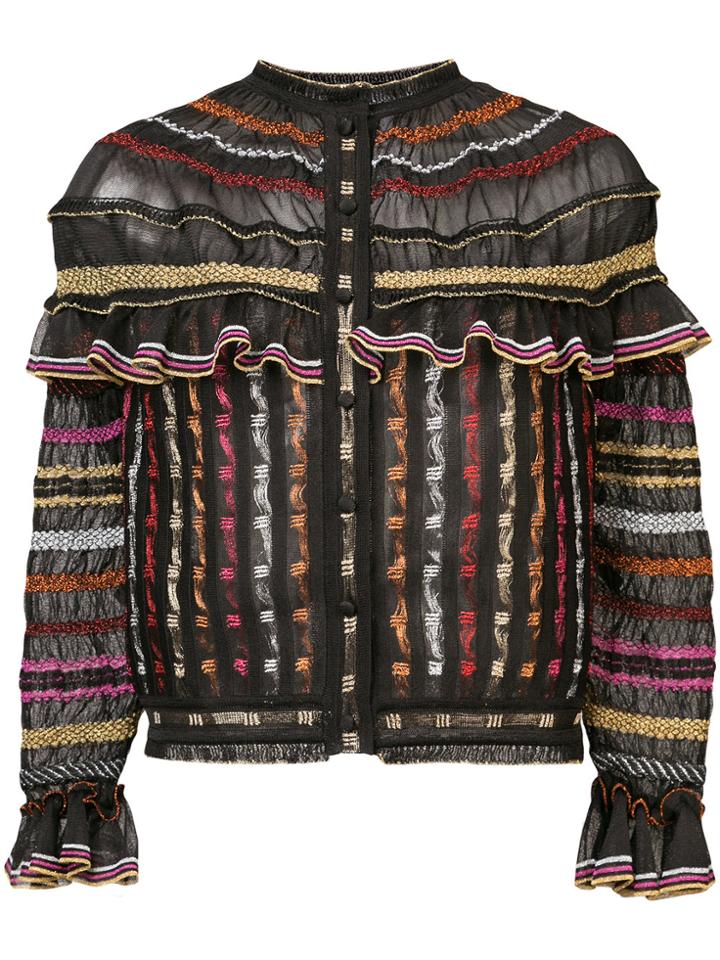 Alexander Mcqueen Embroidered Ruffled Blouse - Black