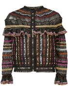 Alexander Mcqueen Embroidered Ruffled Blouse - Black