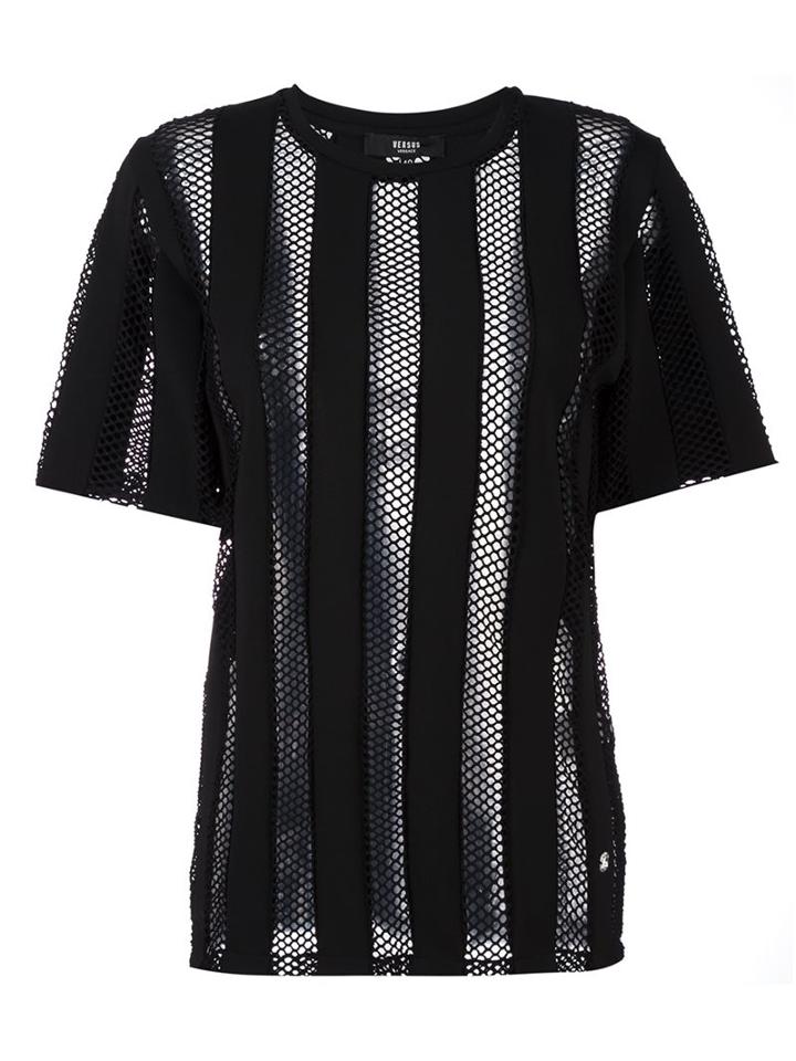 Versus Striped T-shirt, Women's, Size: 40, Black, Viscose/polyamide/spandex/elastane