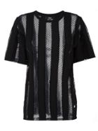 Versus Striped T-shirt, Women's, Size: 40, Black, Viscose/polyamide/spandex/elastane