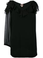 I'm Isola Marras - Cut-out Ruffle Blouse - Women - Polyester/acetate/viscose - 42, Black, Polyester/acetate/viscose