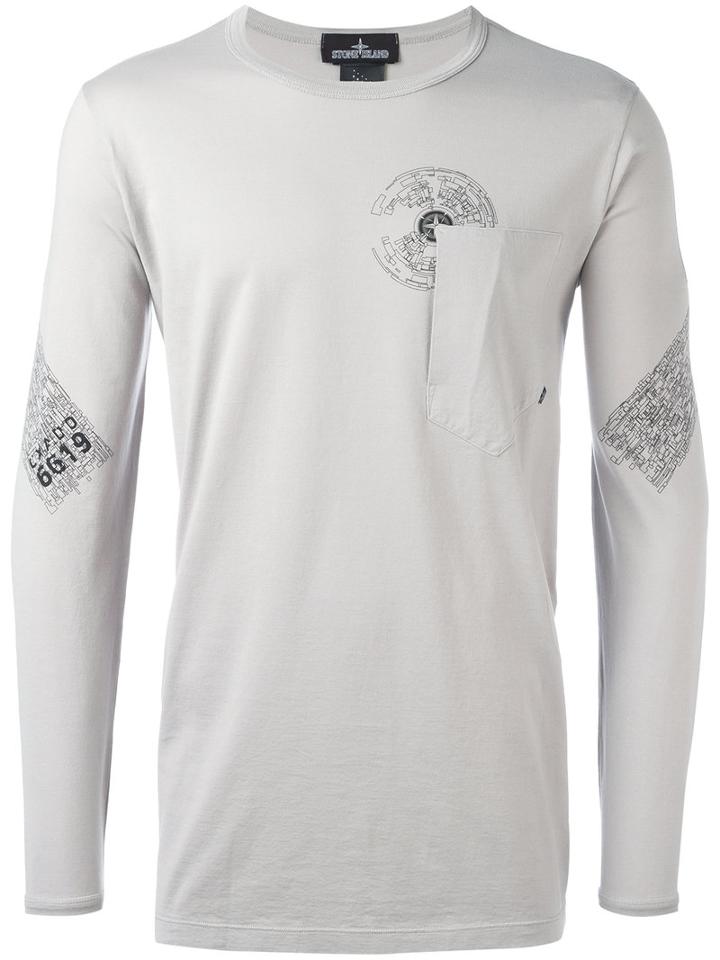 Stone Island Shadow Project Chest Pocket Longsleeved T-shirt, Men's, Size: Small, Grey, Cotton