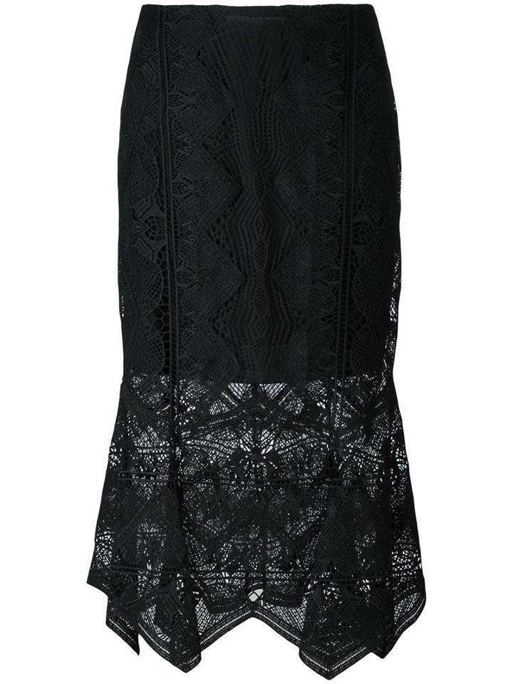 Jonathan Simkhai Pointy Macramé Skirt, Women's, Size: 8, Black, Polyester/spandex/elastane/silk/nylon