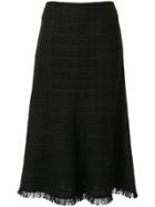 Goen.j Tweed Flared Midi Skirt - Black