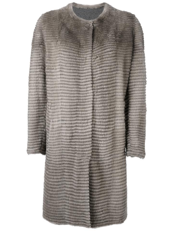 Liska - Buttoned Coat - Women - Mink Fur/cashmere - M, Nude/neutrals, Mink Fur/cashmere