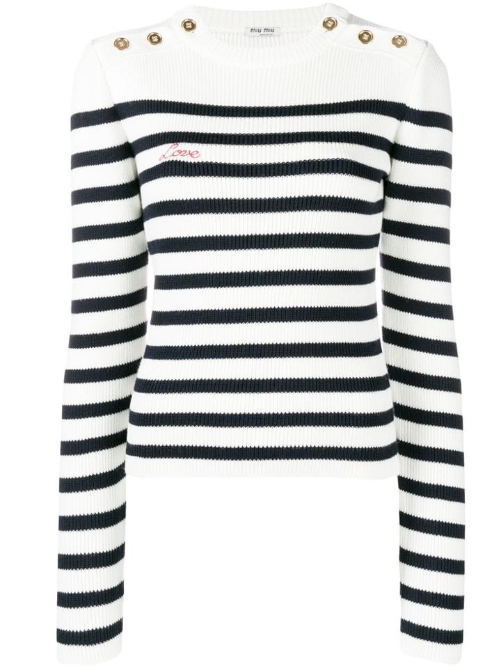 Miu Miu Striped Rib Jumper - White