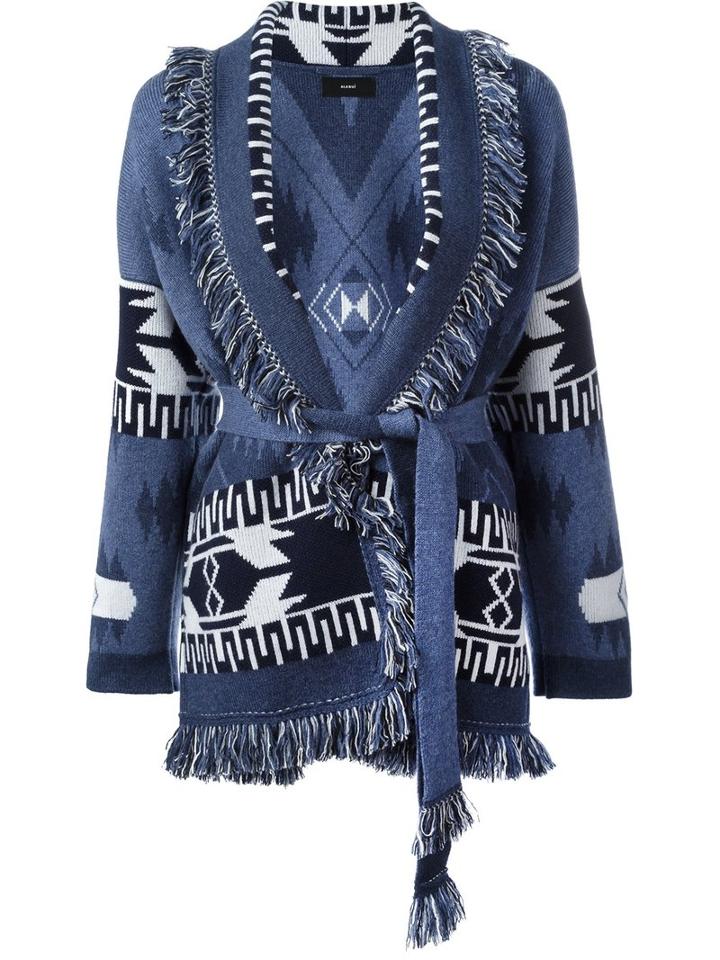 Alanui Belted Cardigan, Women's, Size: Small, Blue, Cashmere