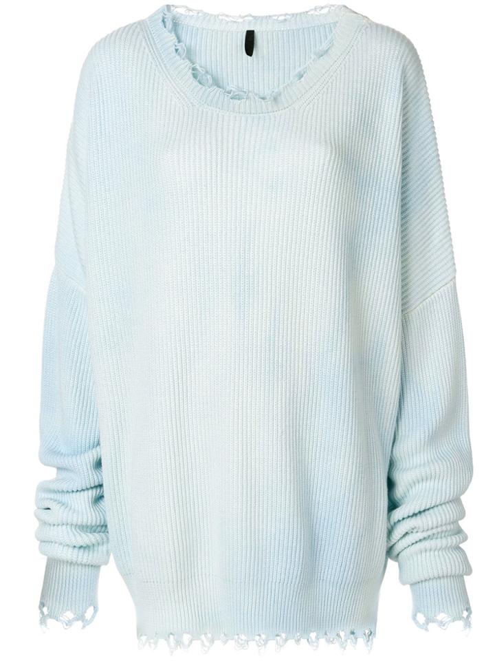 Unravel Project Distressed Hem Oversize Sweater - Blue