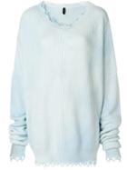 Unravel Project Distressed Hem Oversize Sweater - Blue
