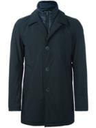 Herno Buttoned Coat, Men's, Size: 48, Blue, Cotton/acrylic/polyester/polyimide
