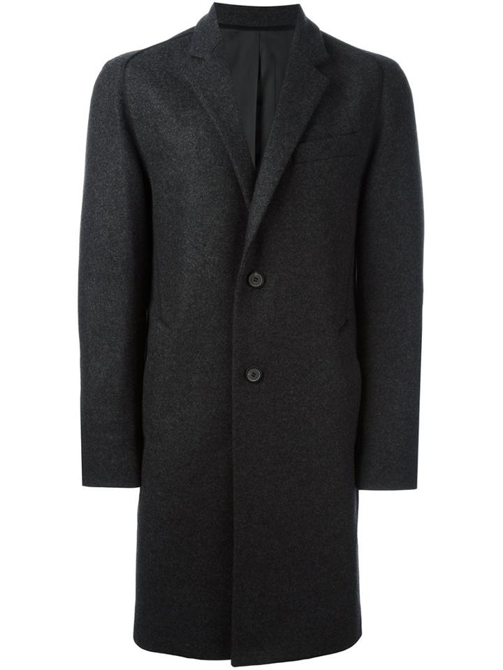 Wooyoungmi Single Breasted Coat, Men's, Size: 52, Grey, Nylon/polyester/rayon/wool