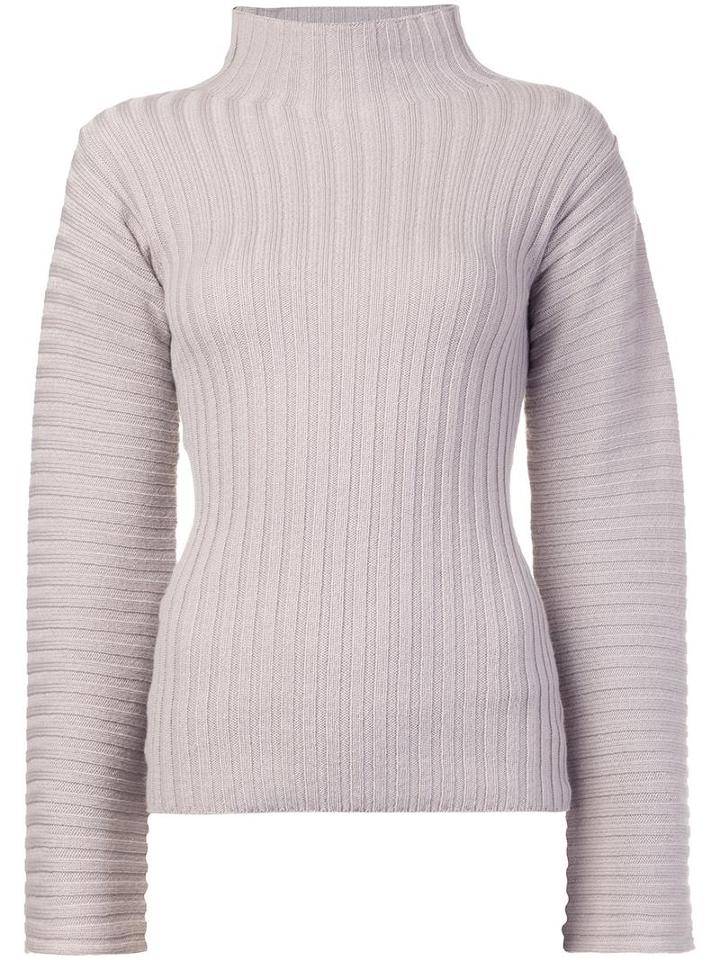 Derek Lam High Neck Ribbed Jumper, Women's, Size: Large, Nude/neutrals, Cashmere/merino