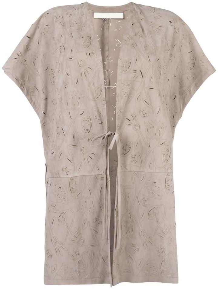 Drome Tied Fastening Shortsleeved Coat, Women's, Size: Small, Nude/neutrals, Leather