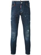 Dsquared2 Paint Splatter Skinny Jeans - Blue