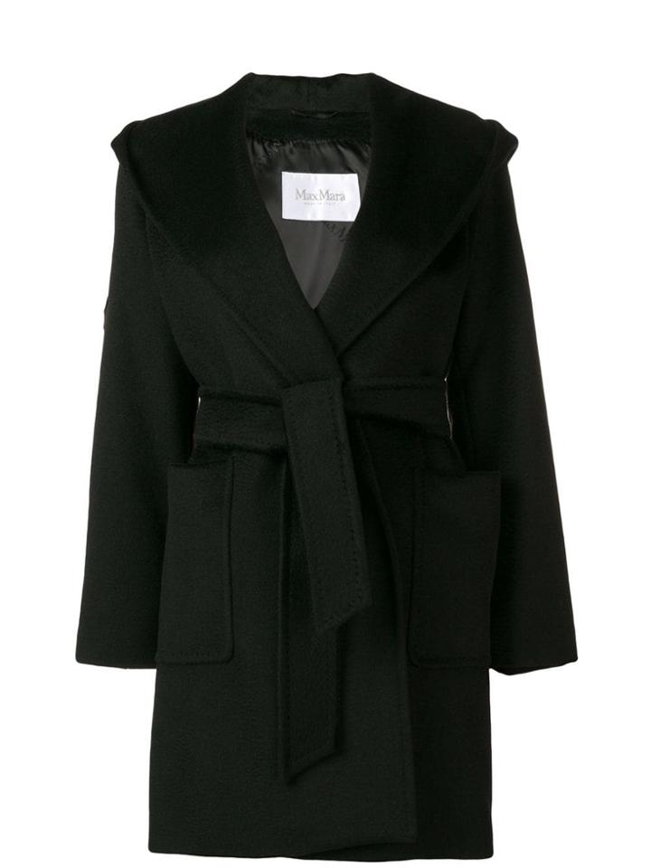 Max Mara Belted Single-breasted Coat - Black