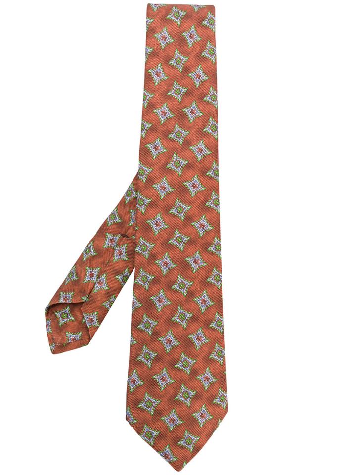 Kiton Pattern Print Tie - Brown