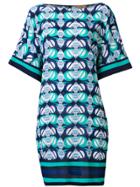 Fay Geometric Print Kaftan Dress - Blue