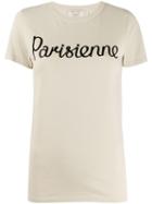 Maison Kitsuné Slogan Embroidered T-shirt - Neutrals