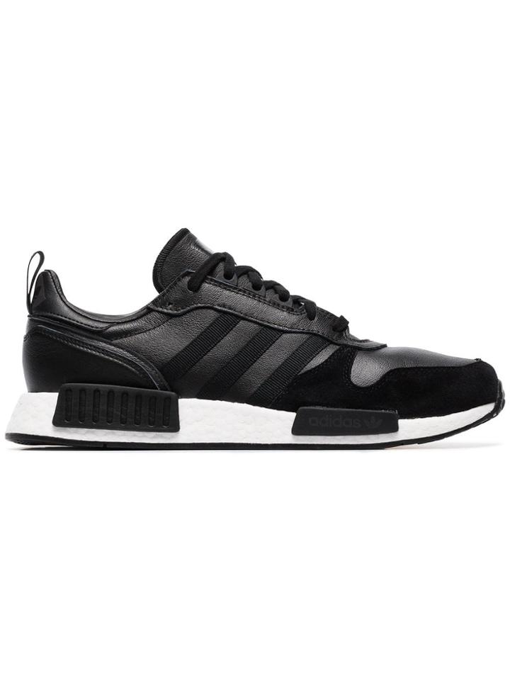 Adidas Black Rising Star R1 Leather And Suede Sneakers