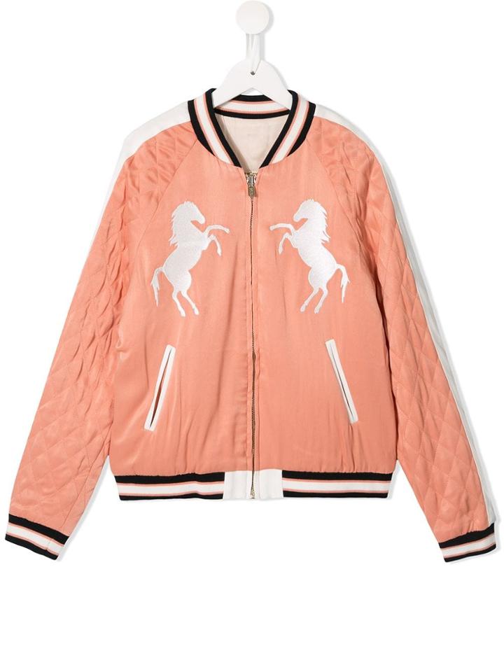 Chloé Kids Reversible Horse Patch Bomber Jacket - Pink