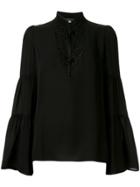 Andrew Gn Woven High Neck Ls Blouse Andrew Gn - Black