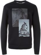 Emporio Armani Photo Print Sweatshirt, Men's, Size: Medium, Blue, Viscose/polyester