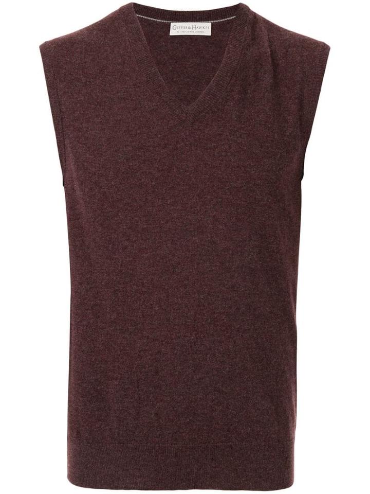 Gieves & Hawkes Sleeveless Fitted Sweater - Red