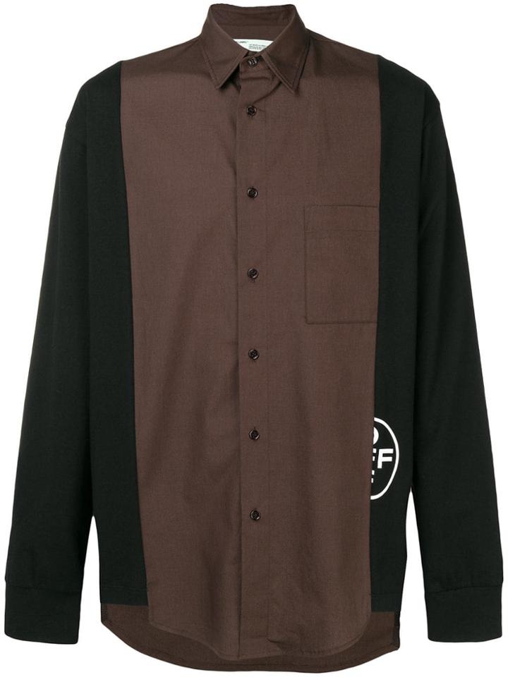 Off-white Color Blocked Shirt - Brown