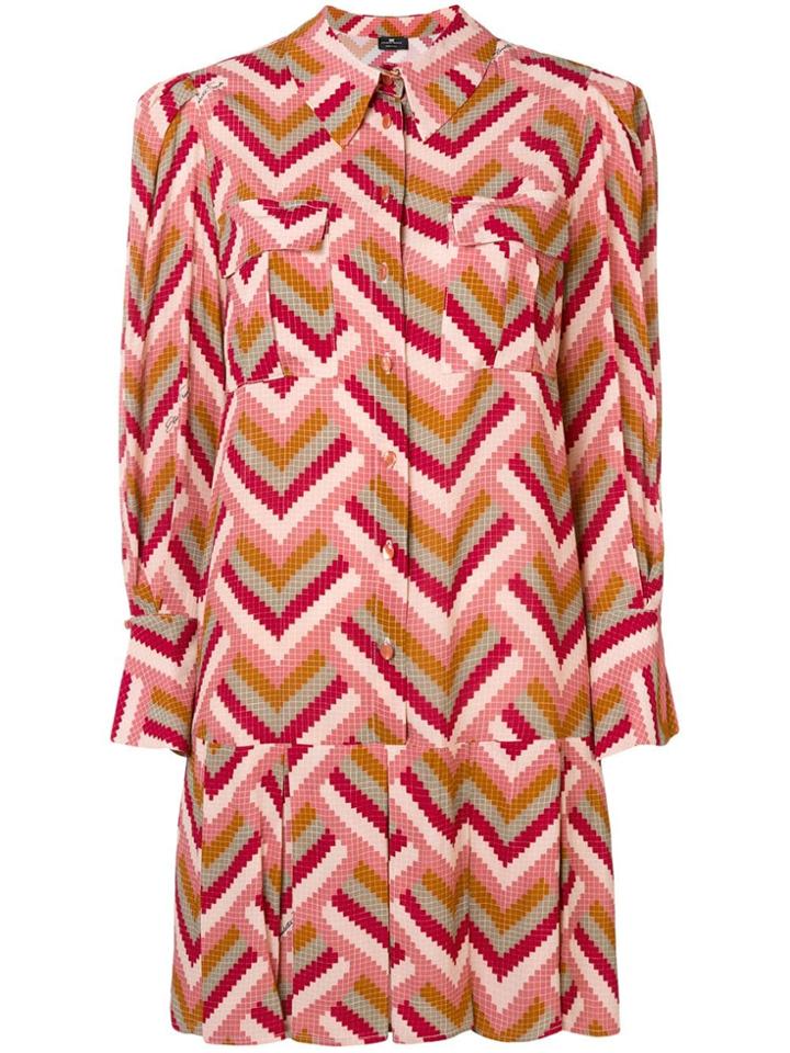 Elisabetta Franchi Geometric Shirt Dress - Pink & Purple