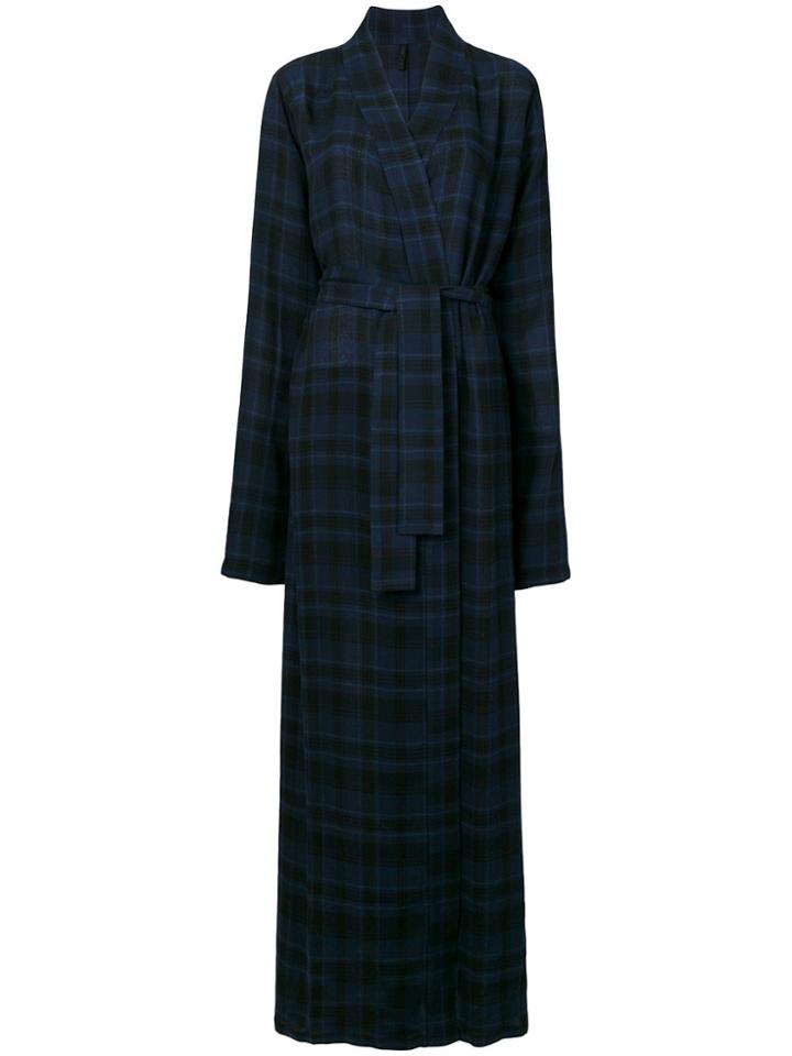 Unravel Project Plaid Maxi Coat - Blue