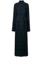 Unravel Project Plaid Maxi Coat - Blue