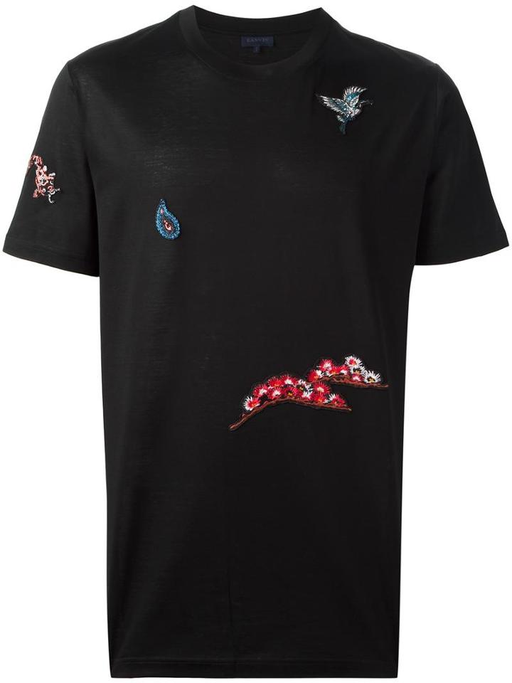 Lanvin Embroidered Detail T-shirt, Men's, Size: Small, Black, Cotton/polyester