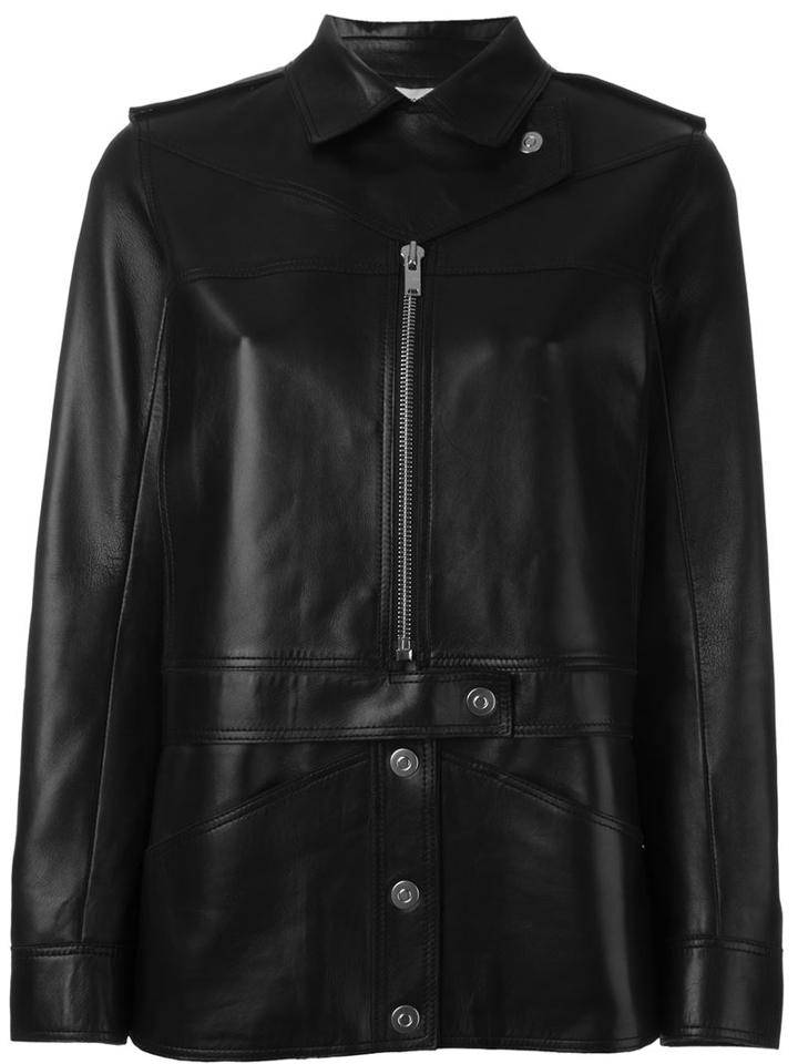 Courrèges Button And Zip Up Mid Length Biker Jacket