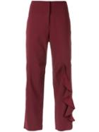 Lilly Sarti - Ruffle Culottes - Women - Polyamide/spandex/elastane/acetate - 40, Red, Polyamide/spandex/elastane/acetate