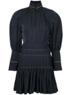 Ellery Pleated Trim Fitted Dress, Women's, Size: 6, Black, Polyester