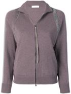 Fabiana Filippi Embellished Zip-up Jumper - Grey