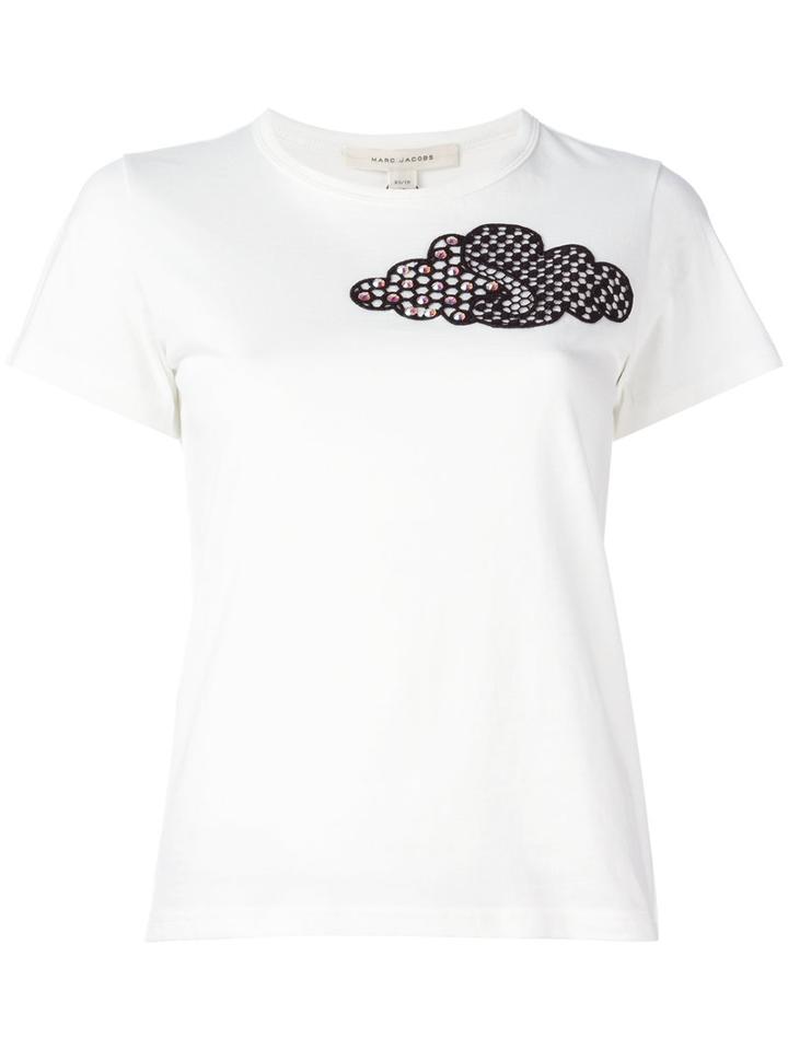 Marc Jacobs Embroidered Cloud Motif T-shirt, Women's, Size: Small, White, Cotton