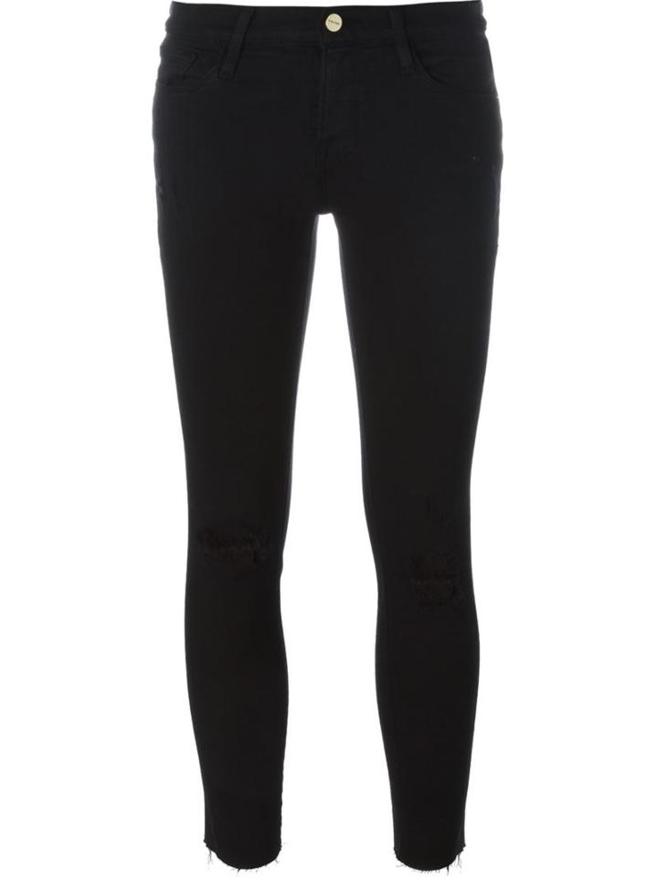 Frame Denim 'le Color Ripped' Skinny Jeans, Women's, Size: 25, Black, Cotton/polyester/spandex/elastane