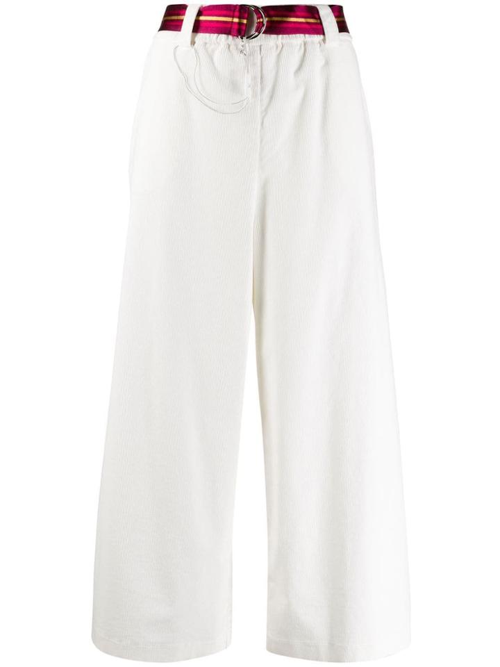 Patrizia Pepe Cropped Belted Trousers - White